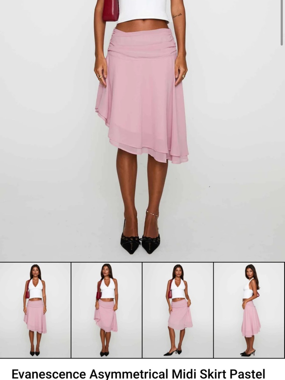 Princess Polly Pastel Pink Asymmetrical Midi Skirt